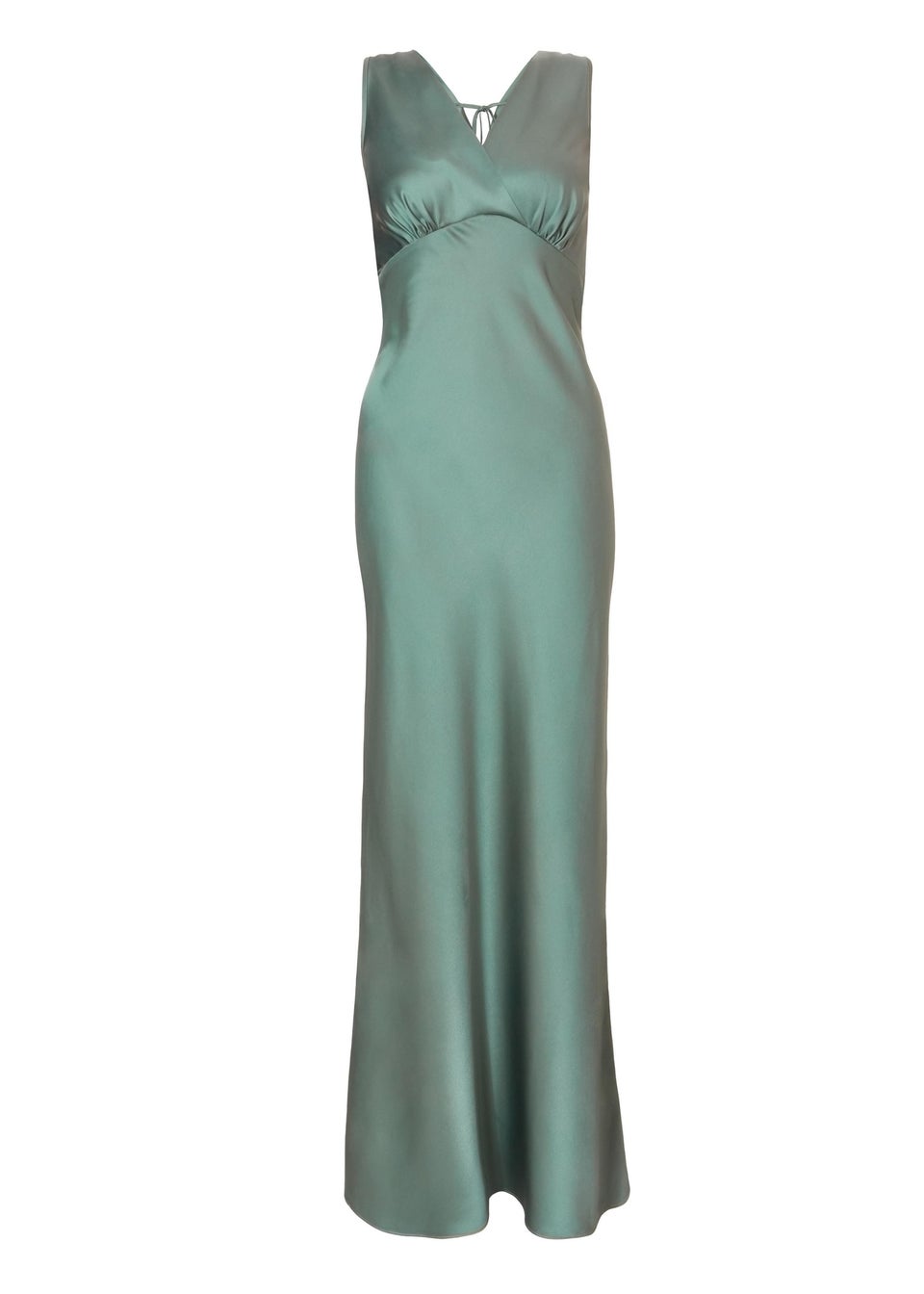 Quiz Sage Satin Front Wrap Maxi Dress