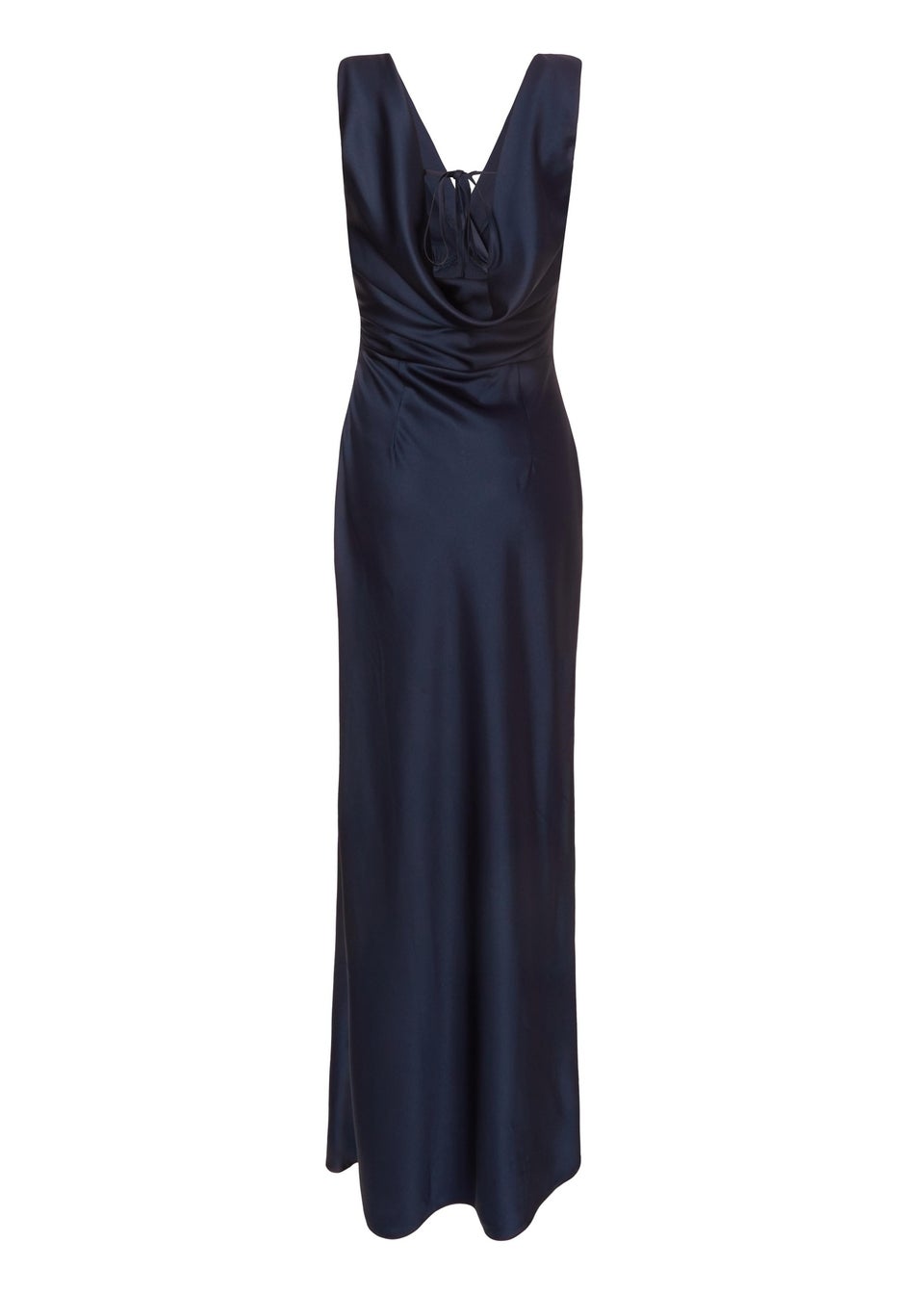 Quiz Navy Satin Front Wrap Maxi Dress