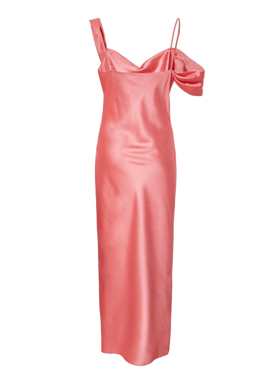 Quiz Coral Satin Drop Shoulder Maxi Dress