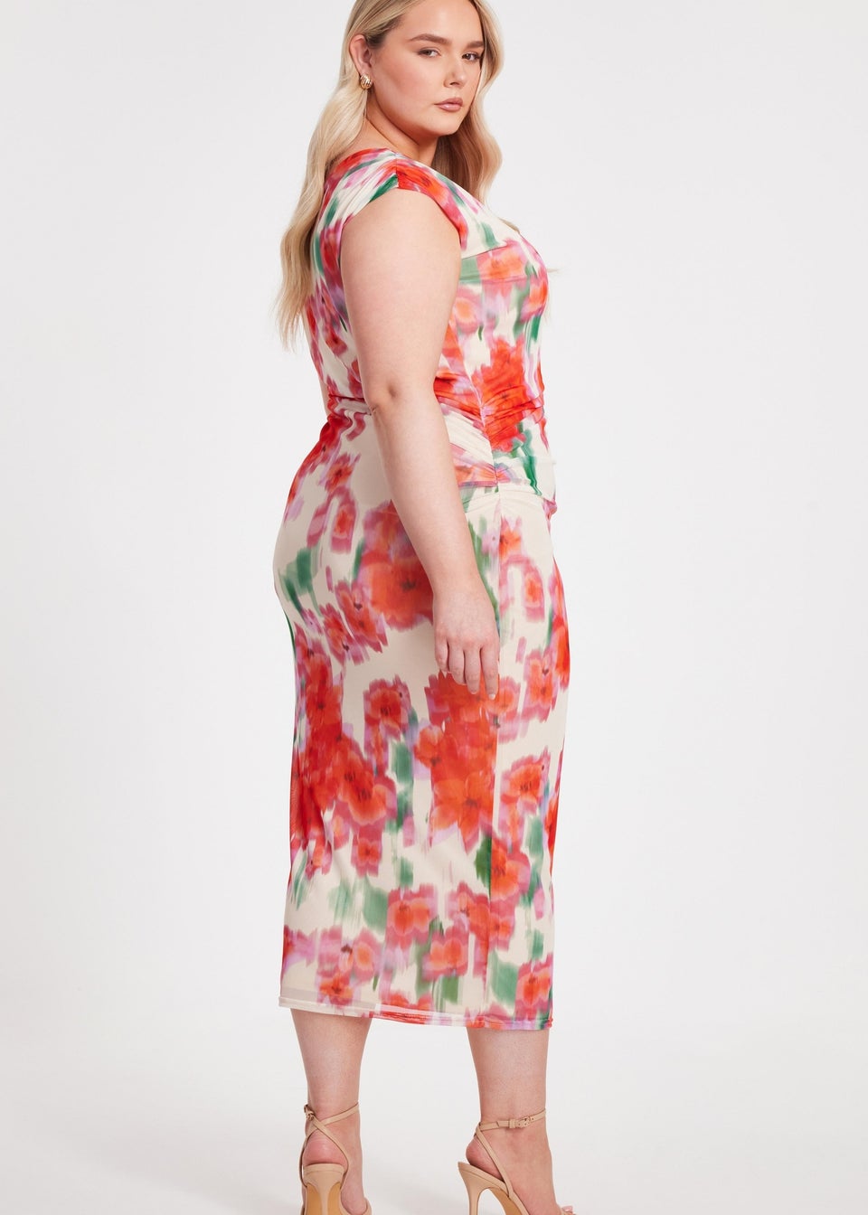 Quiz Multi Curve Floral Smudge Midaxi Dress