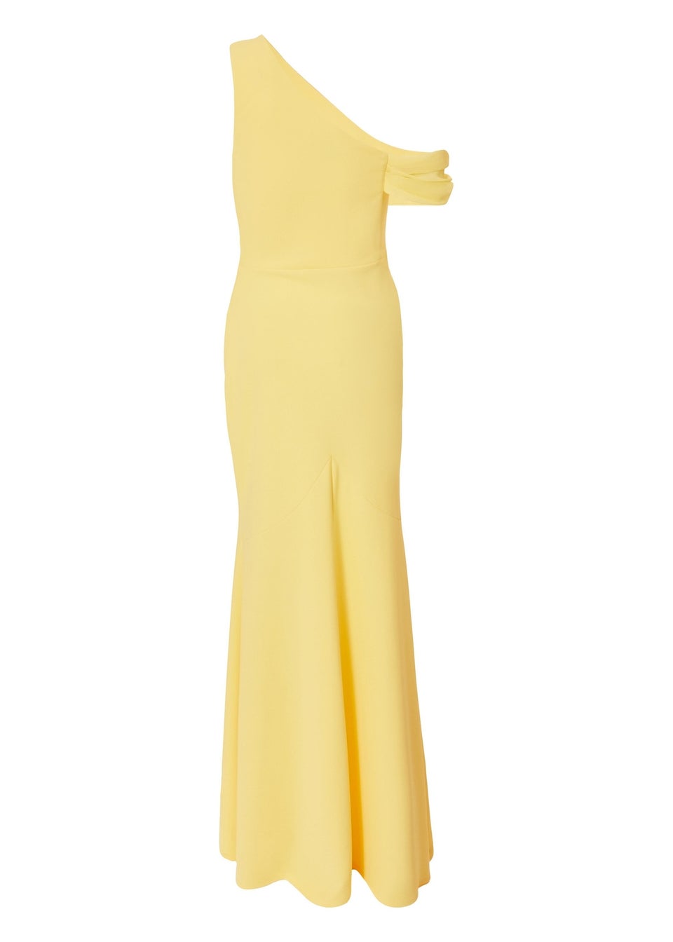 Quiz Lemon Asymmetric Cowl Neck Maxi Dress