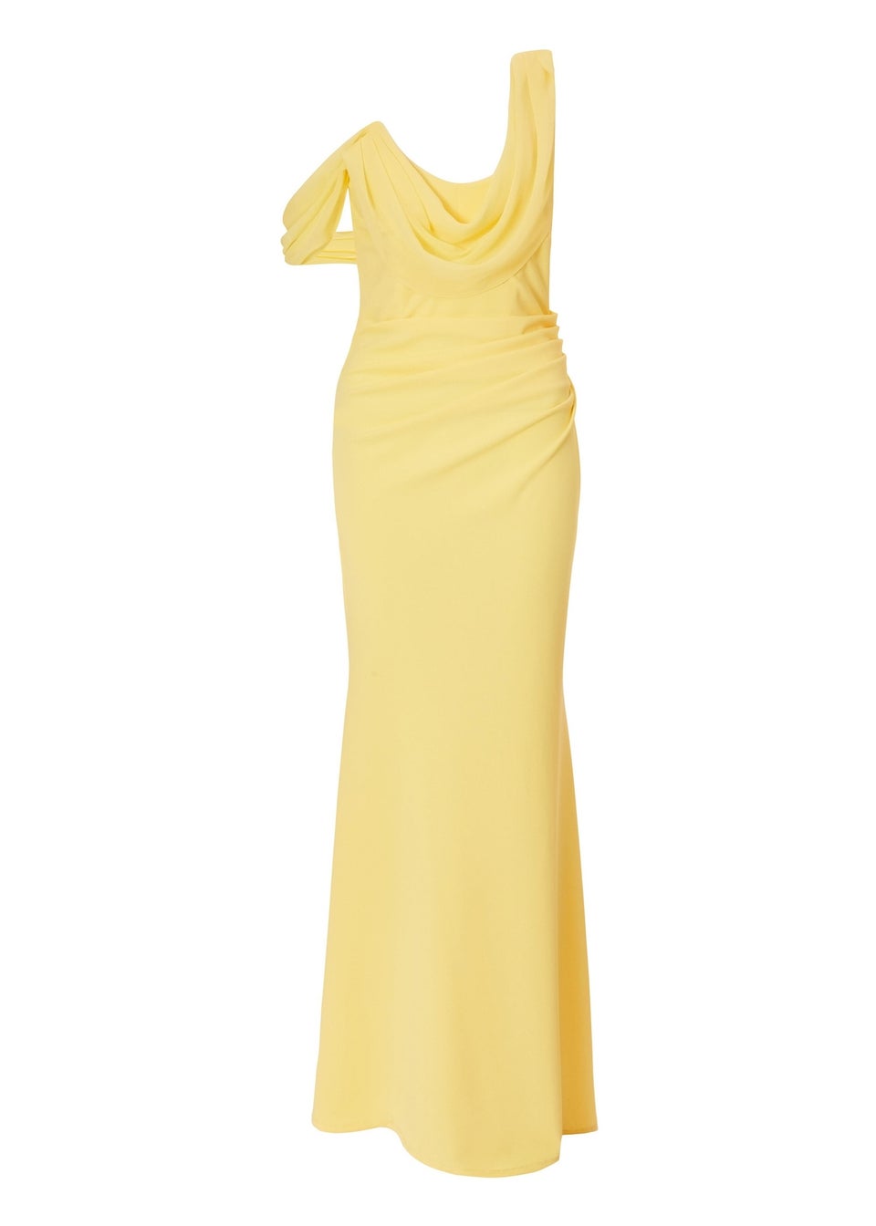Quiz Lemon Asymmetric Cowl Neck Maxi Dress