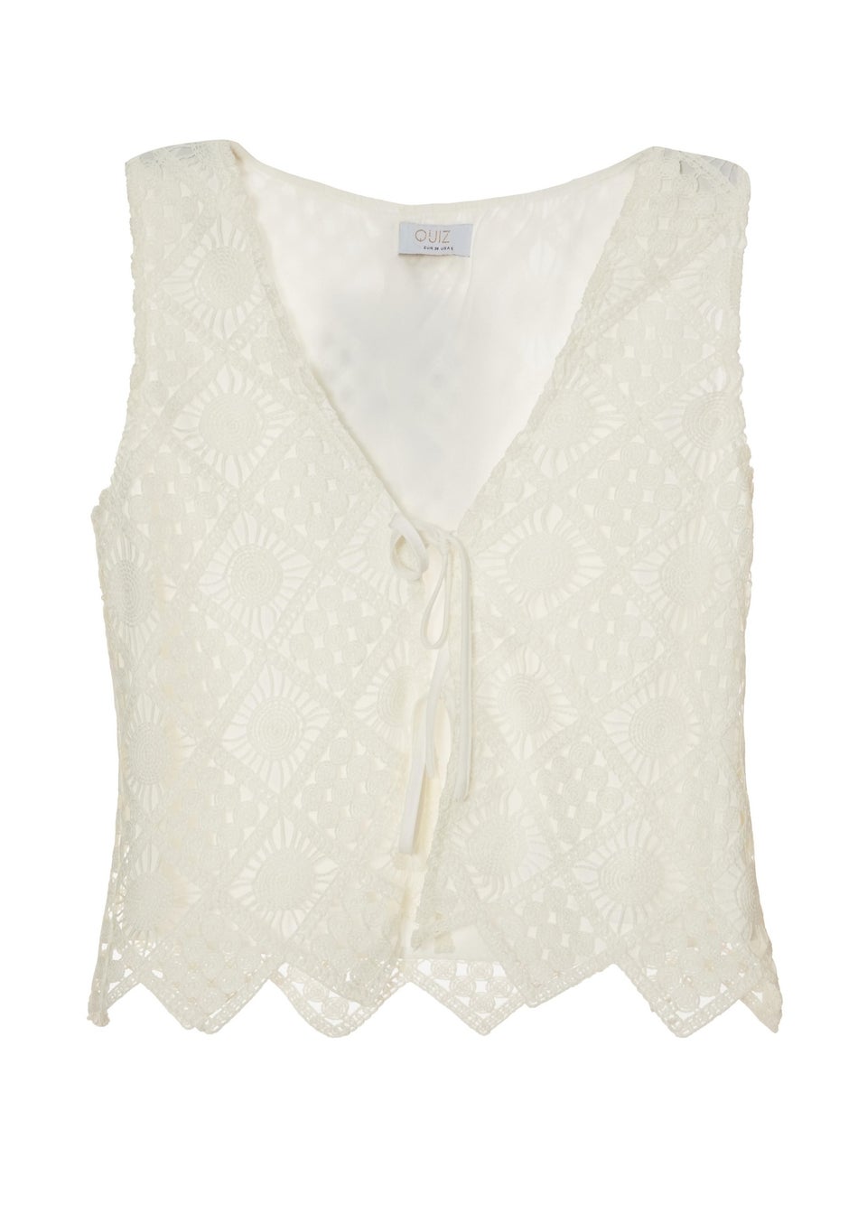 Quiz Cream Crochet Waistcoat