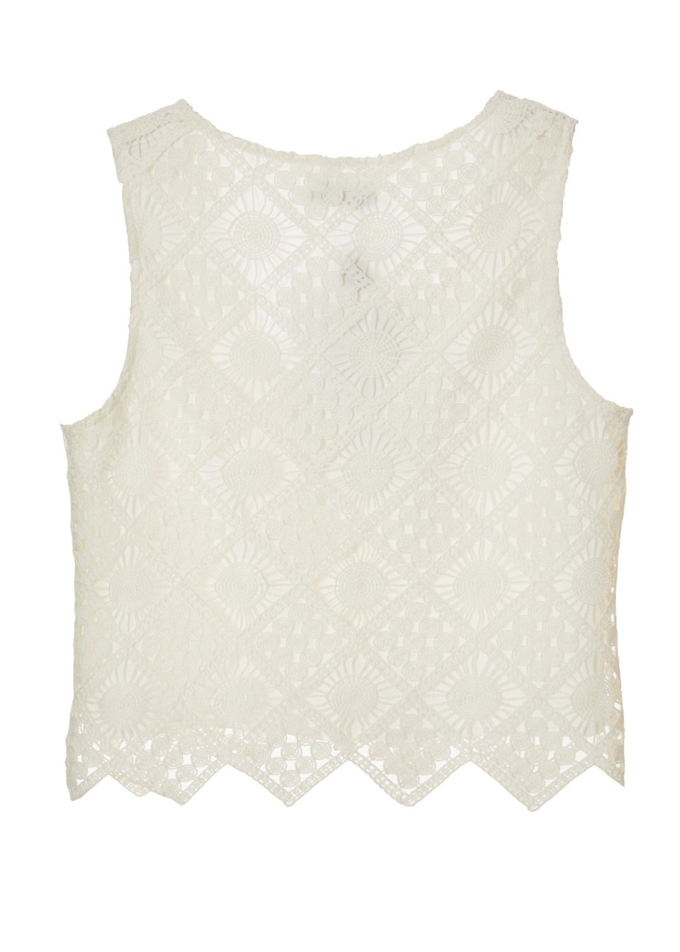 Quiz Cream Crochet Waistcoat