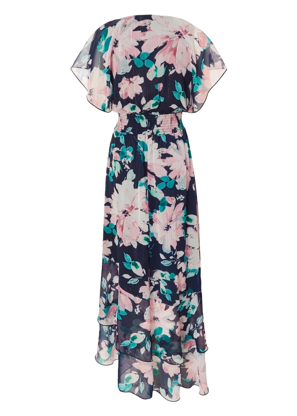 Quiz Navy Floral Tiered Midi Dress