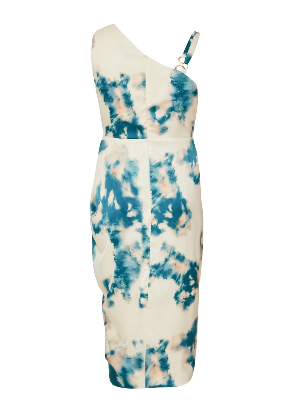 Quiz Teal Curve Marble Print Midi Dress