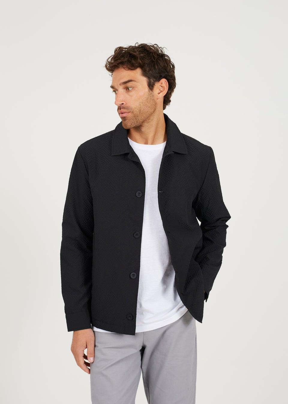 Brave Soul Black Seersucker Shacket