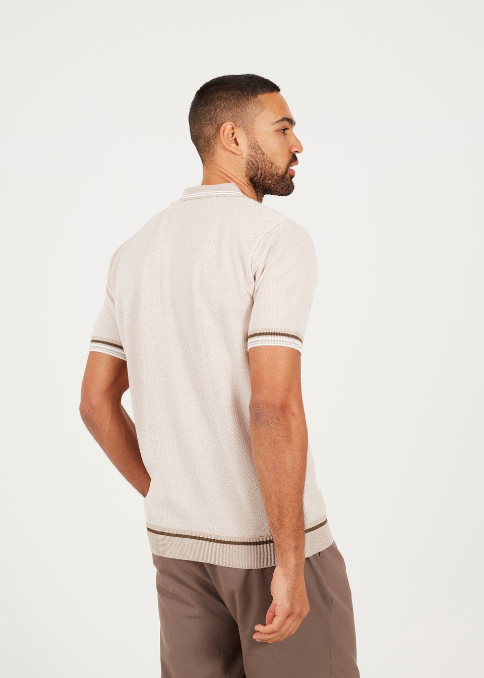 Brave Soul Beige Knitted Short Sleeve Shirt
