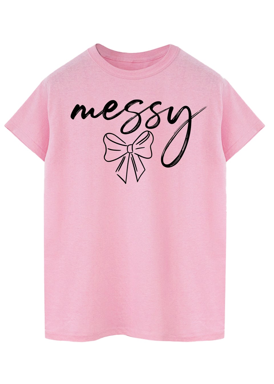 Brands In Messy Bow Pink Boyfriend Fit T-Shirt