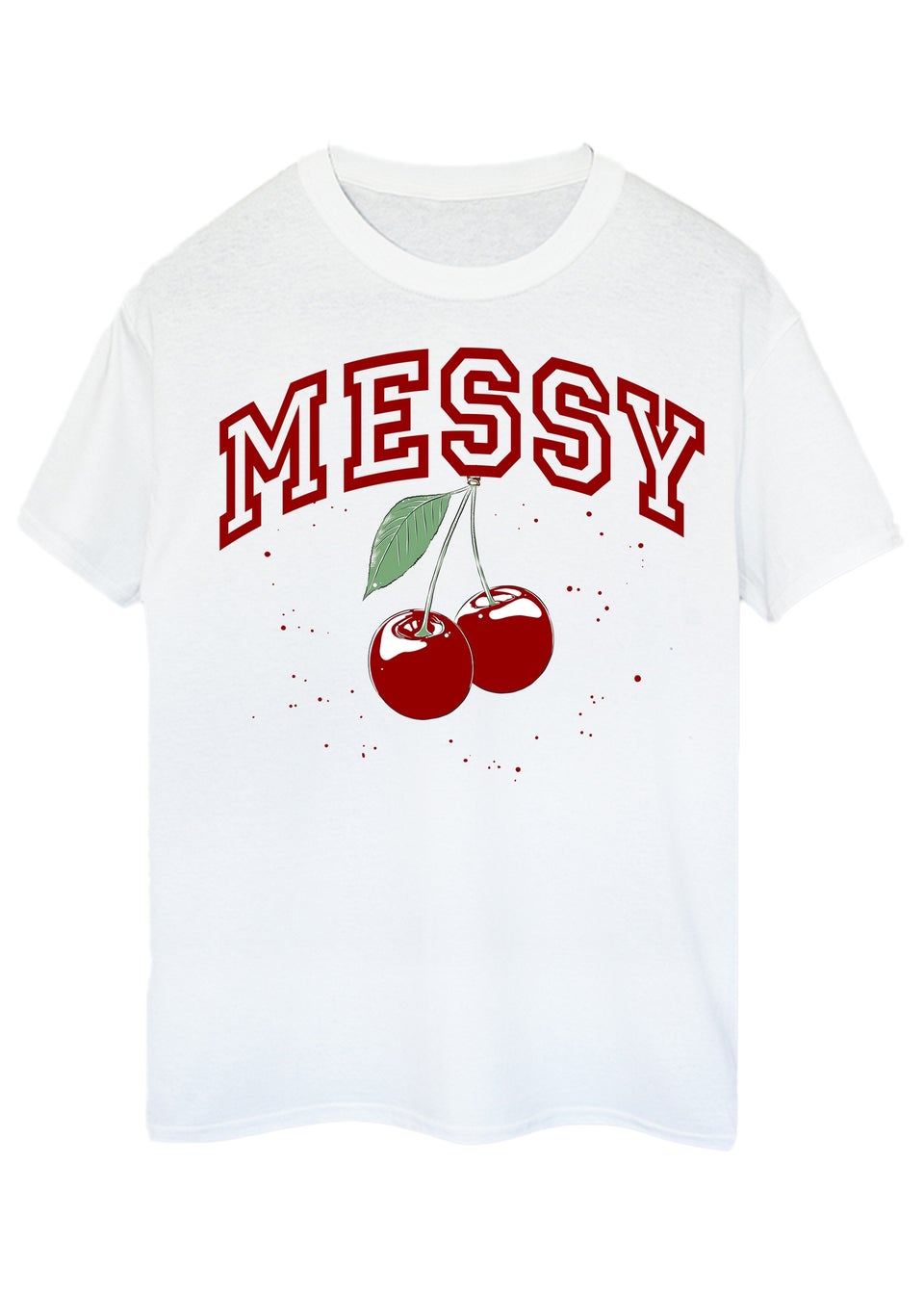 Brands In Messy Cherries White Boyfriend Fit Graphic T-Shirt