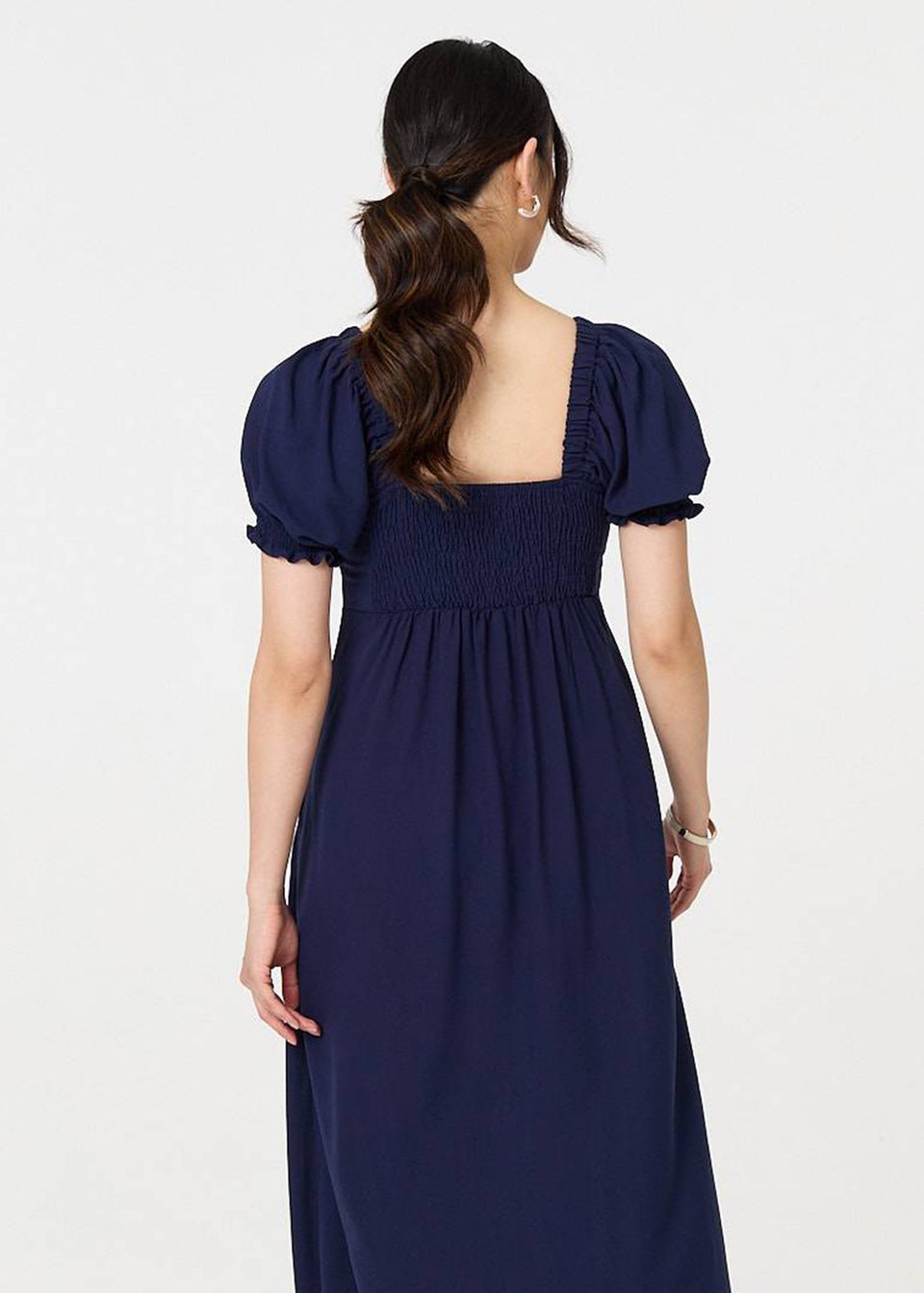 Izabel London Navy Tie Front Detail Midi Dress