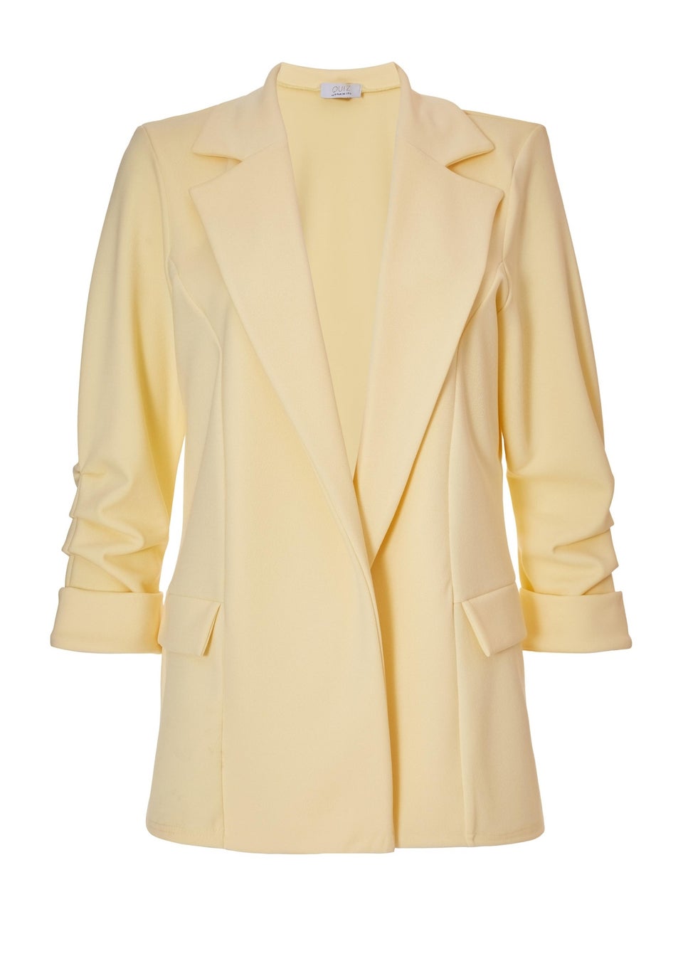 Quiz Yellow Ruched Sleeve Blazer