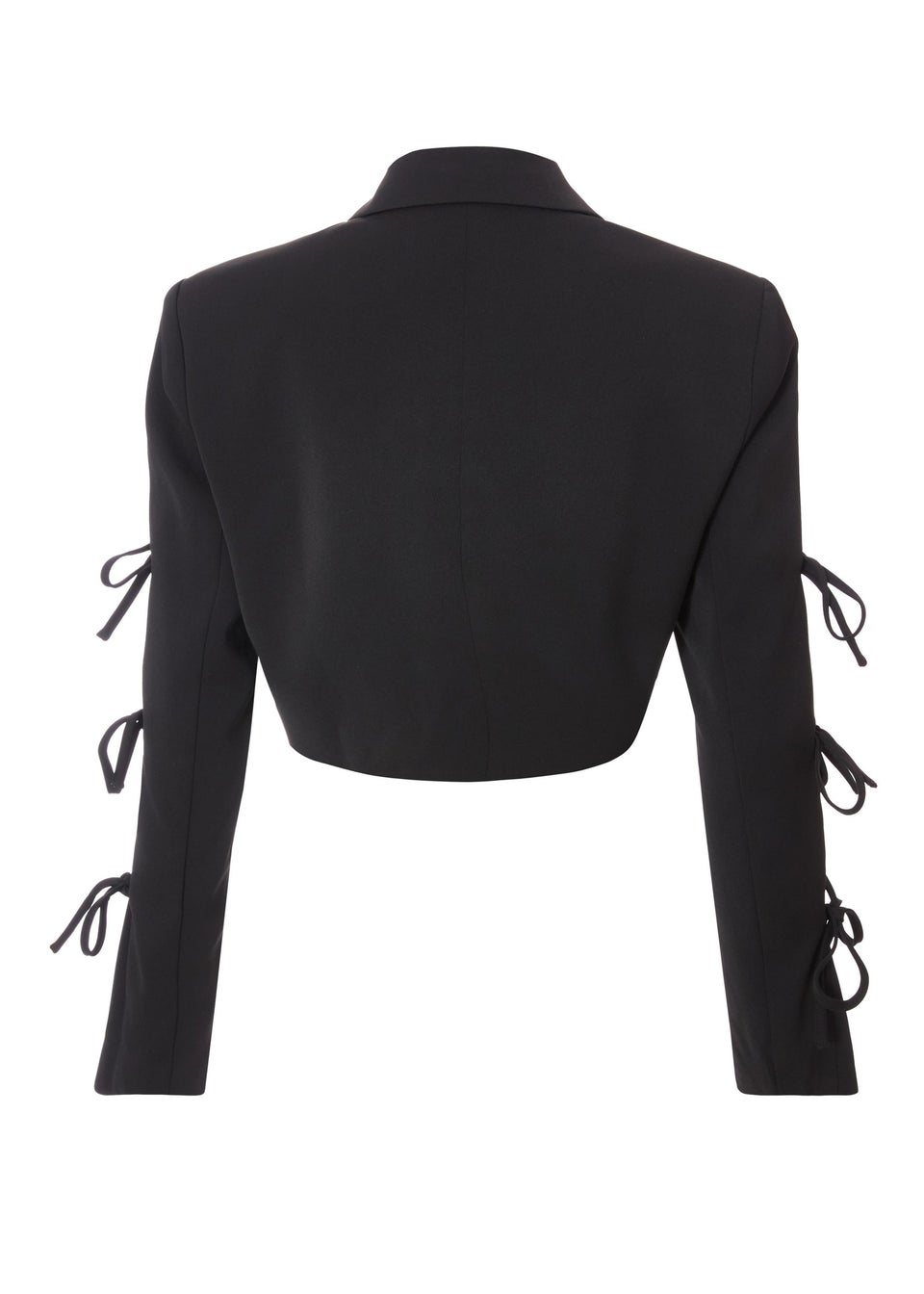Quiz Black Tie Sleeve Cropped Blazer