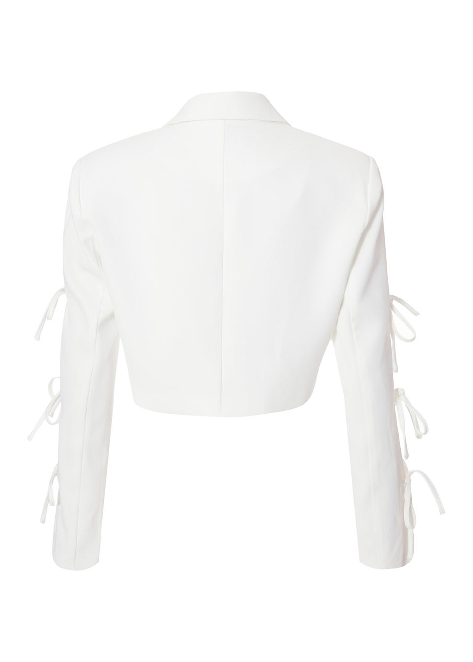 Quiz Cream Tie Sleeve Cropped Blazer