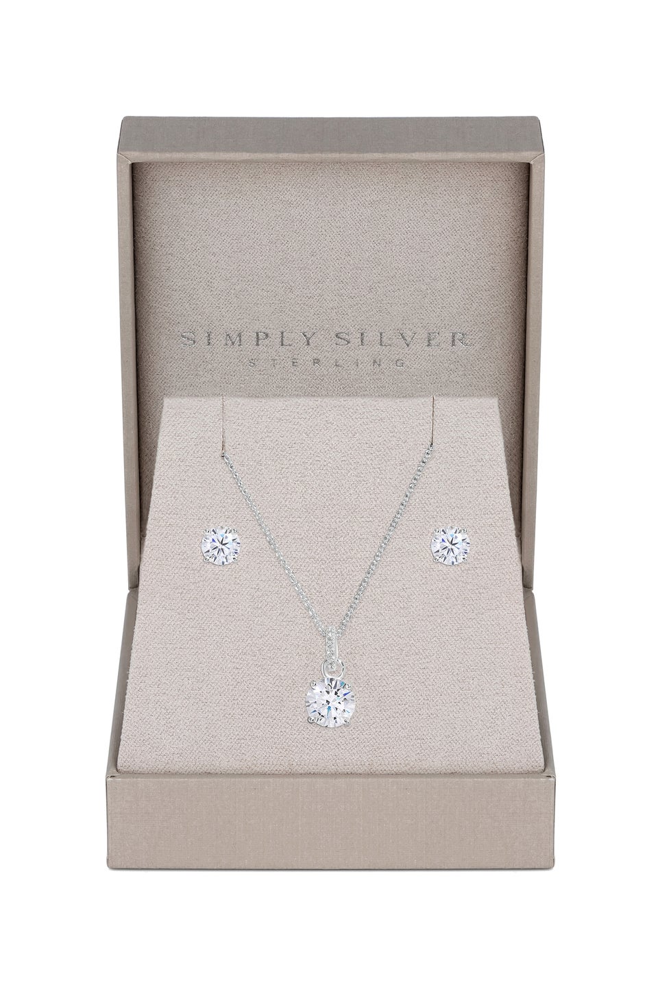 Simply Silver Sterling Silver 925 Cubic Zirconia Classic Round Stud Set Gift Boxed