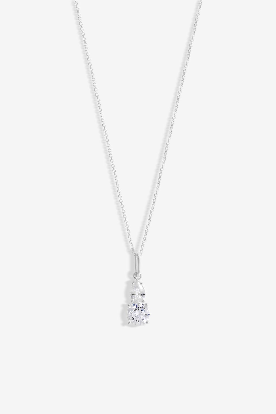 Simply Silver Sterling Silver 925 Cubic Zirconia Double Drop Pendant