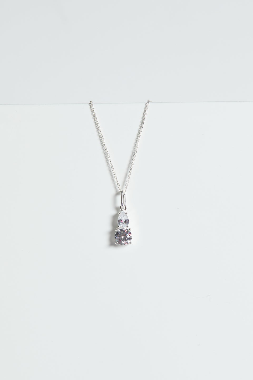 Simply Silver Sterling Silver 925 Cubic Zirconia Double Drop Pendant