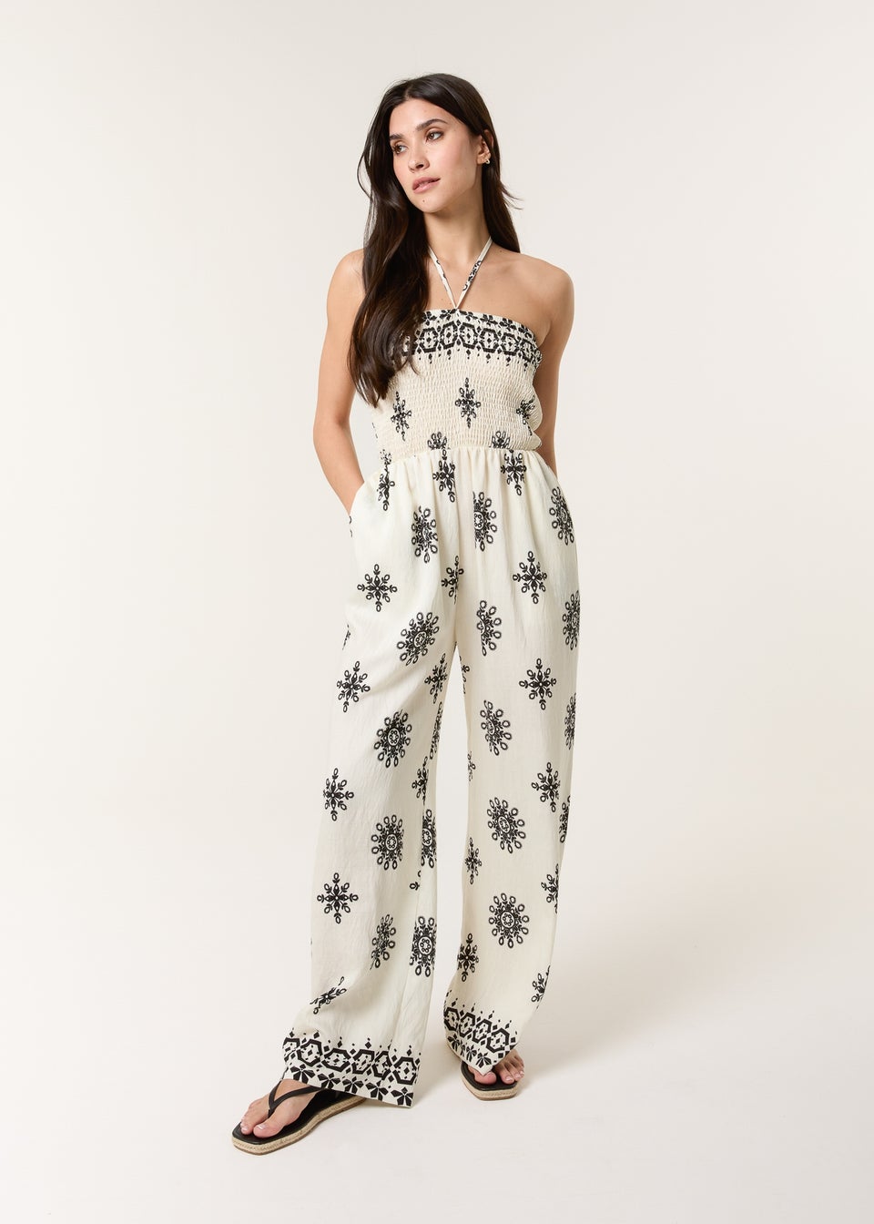 Blue Vanilla Ivory Jumpsuit With Floral Print