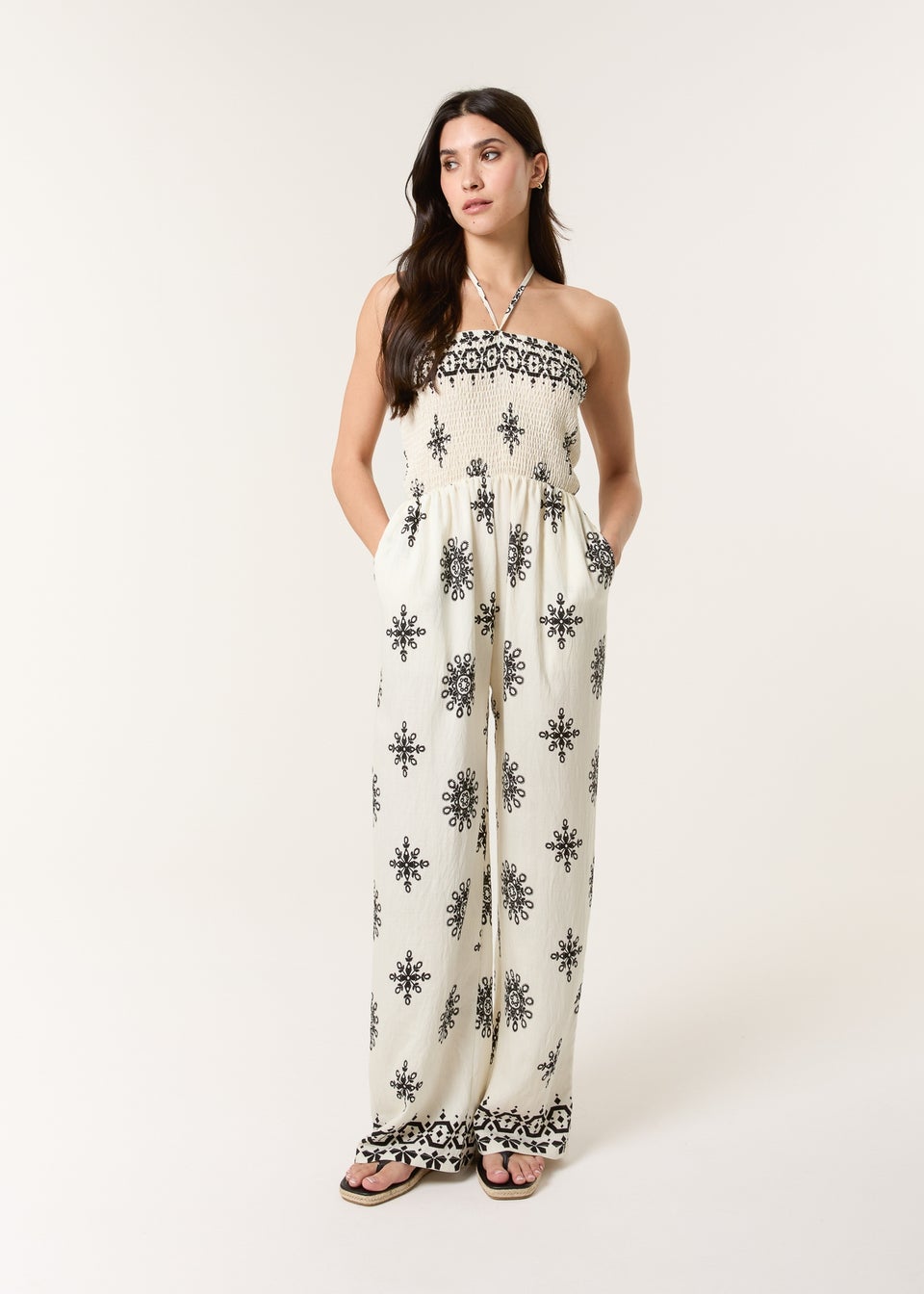 Blue Vanilla Ivory Jumpsuit With Floral Print