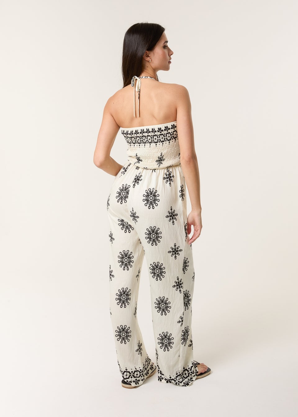 Blue Vanilla Ivory Jumpsuit With Floral Print