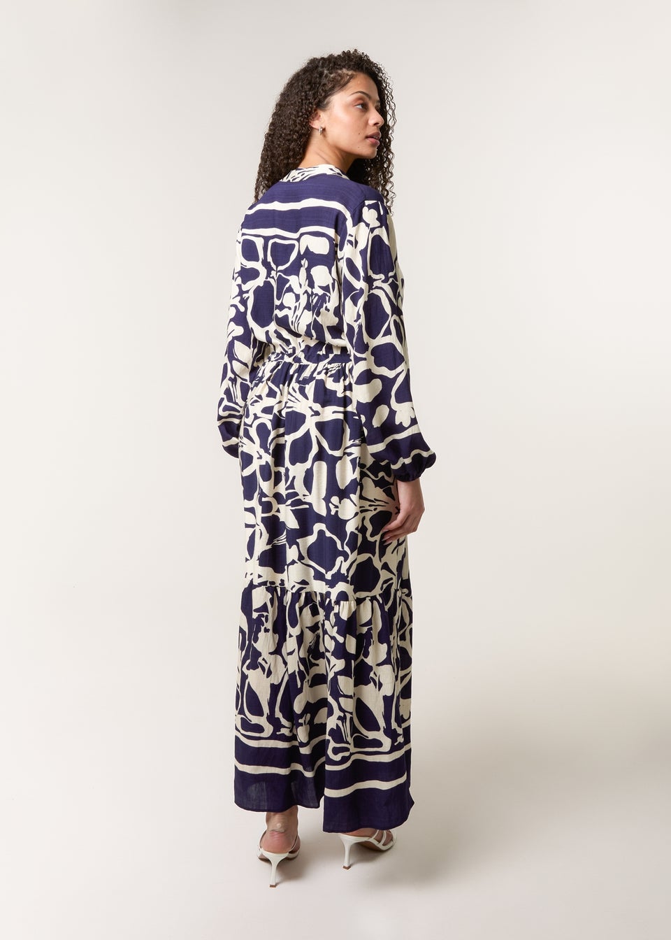 Blue Vanilla Navy Abstract Floral Print Maxi Dress