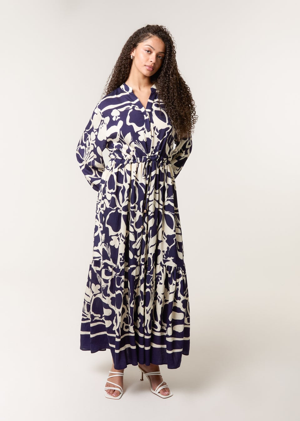 Blue Vanilla Navy Abstract Floral Print Maxi Dress