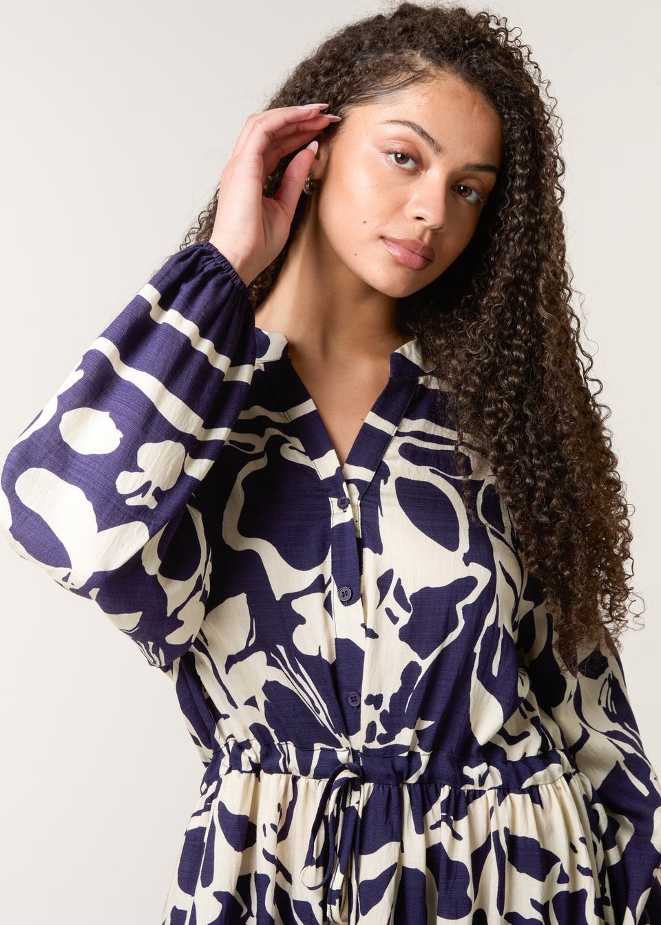 Blue Vanilla Navy Abstract Floral Print Maxi Dress