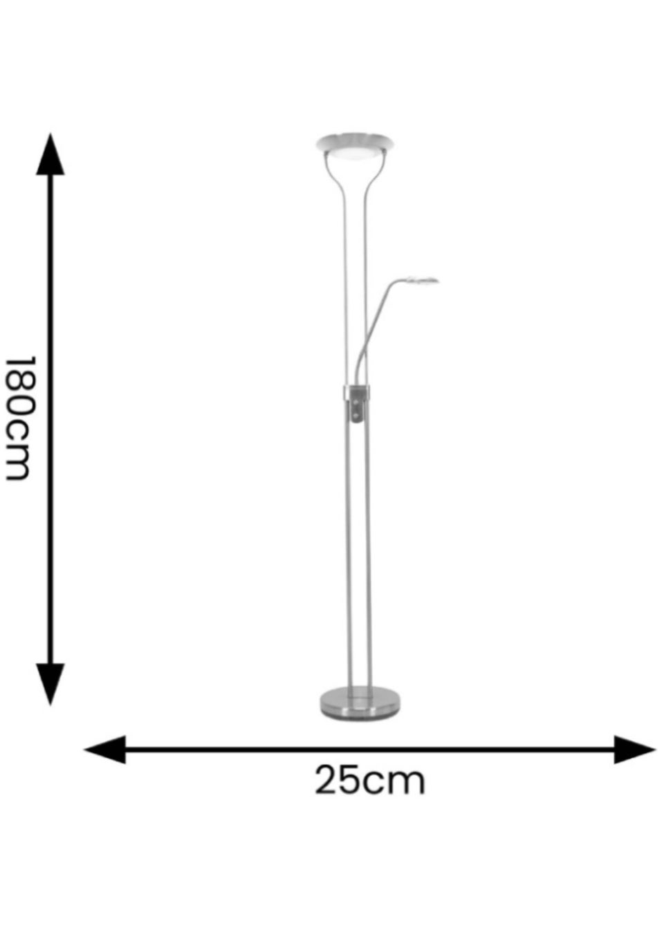 ValueLights Beata Dimmable Brushed Silver Floor Lamp (180cm x 25cm x 46cm)