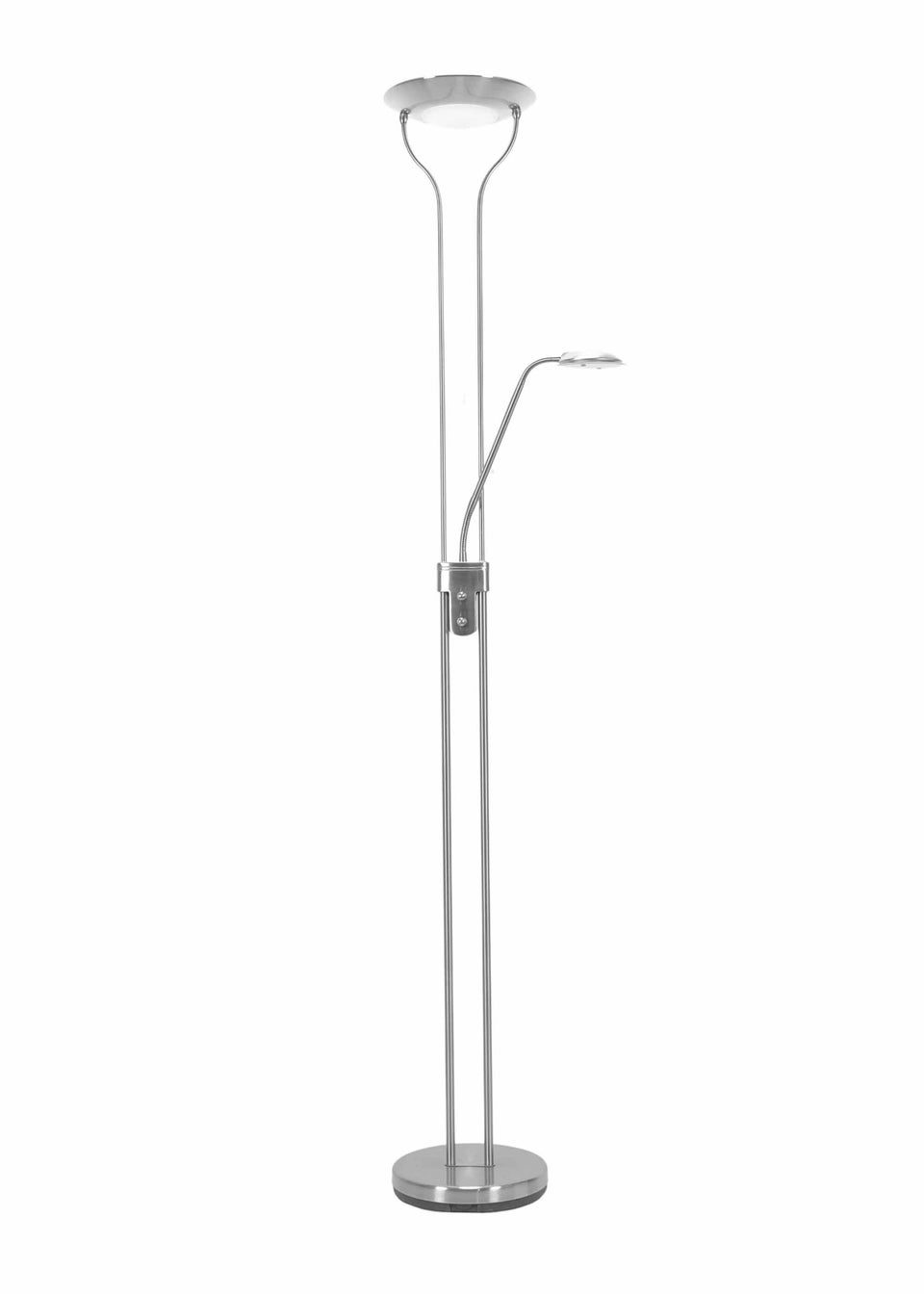 ValueLights Beata Dimmable Brushed Silver Floor Lamp (180cm x 25cm x 46cm)