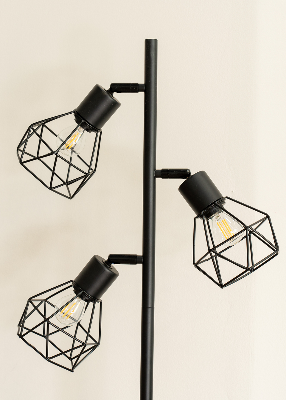 ValueLights Angus Matte Black Floor Lamp with Gold Shade (162cm x 25cm x 25cm)