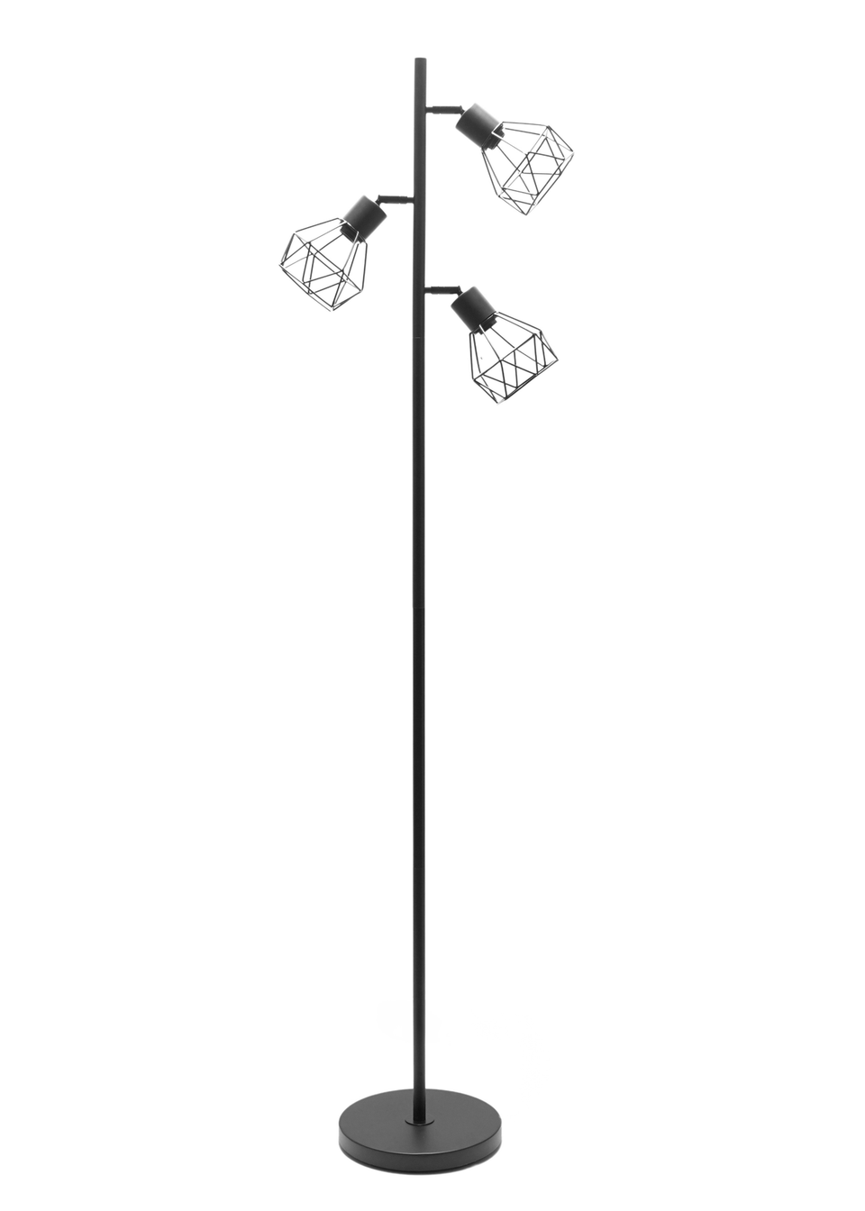 ValueLights Angus Matte Black Floor Lamp with Gold Shade (162cm x 25cm x 25cm)