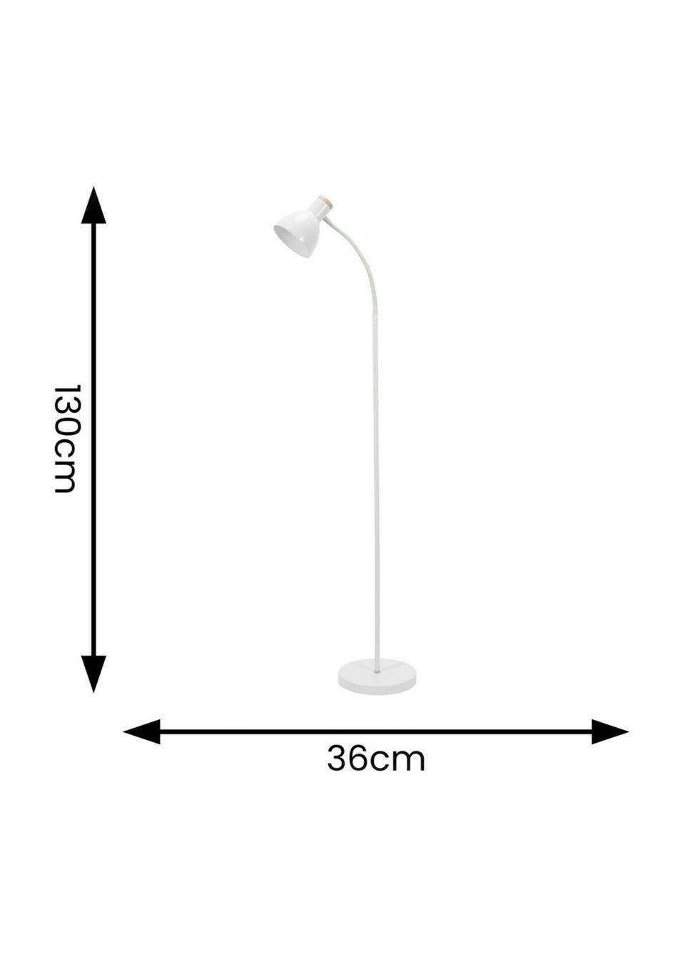 ValueLights Woody  White Floor Lamp with White Tapered Shade (130cm x 36cm x 22cm)