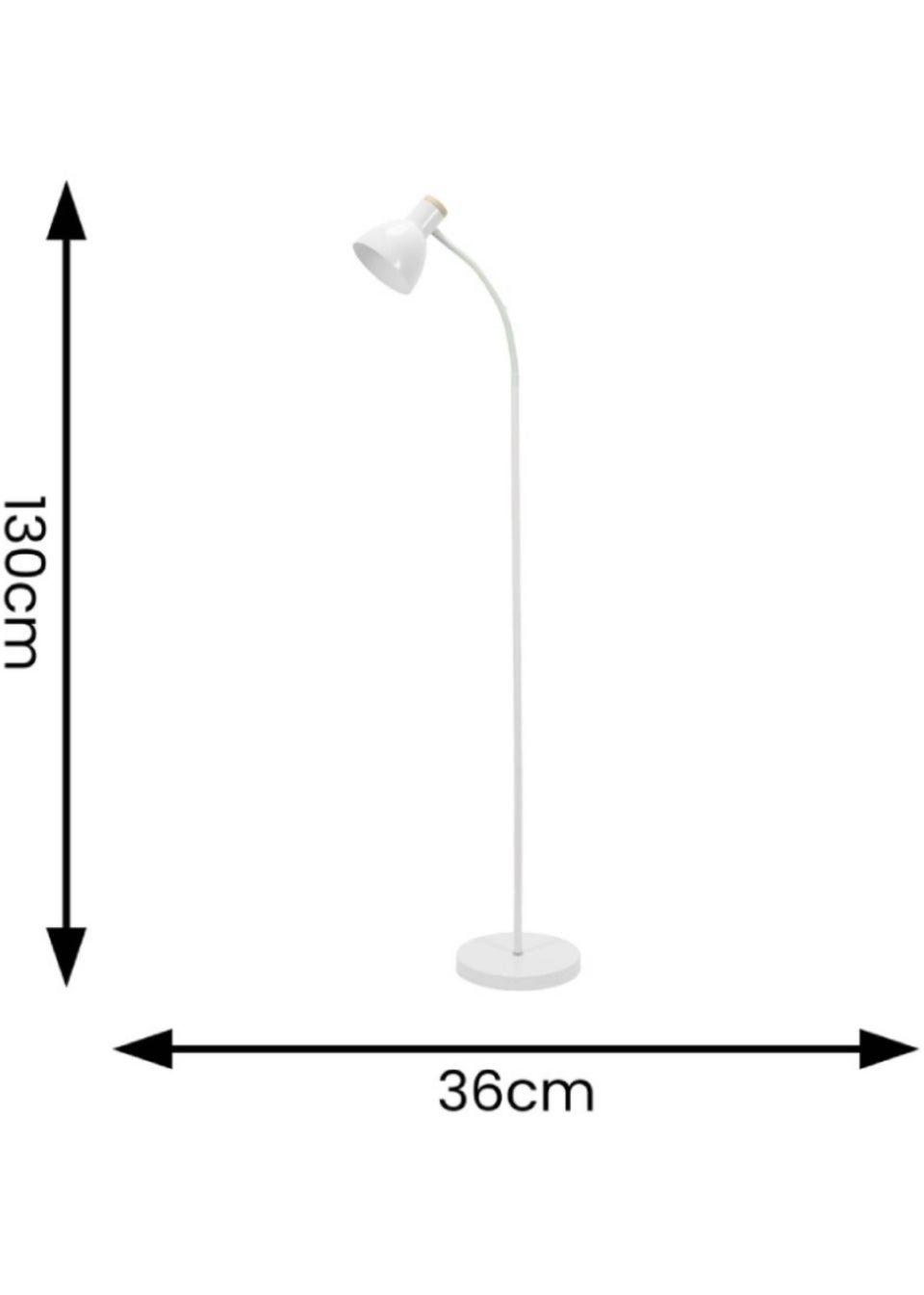 ValueLights Woody  White Floor Lamp with White Tapered Shade (130cm x 36cm x 22cm)
