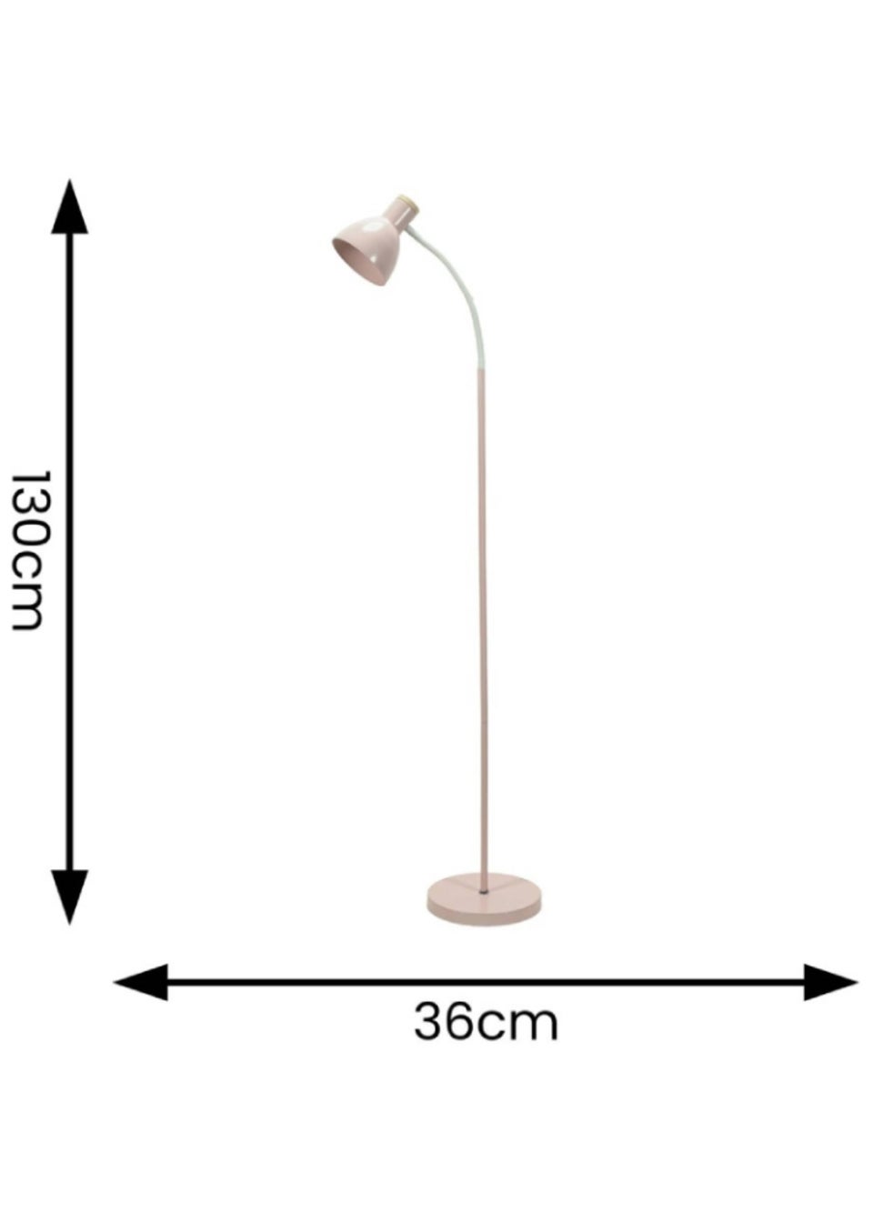 ValueLights Woody  Pink Floor Lamp with Pink Tapered Shade (130cm x 36cm x 22cm)