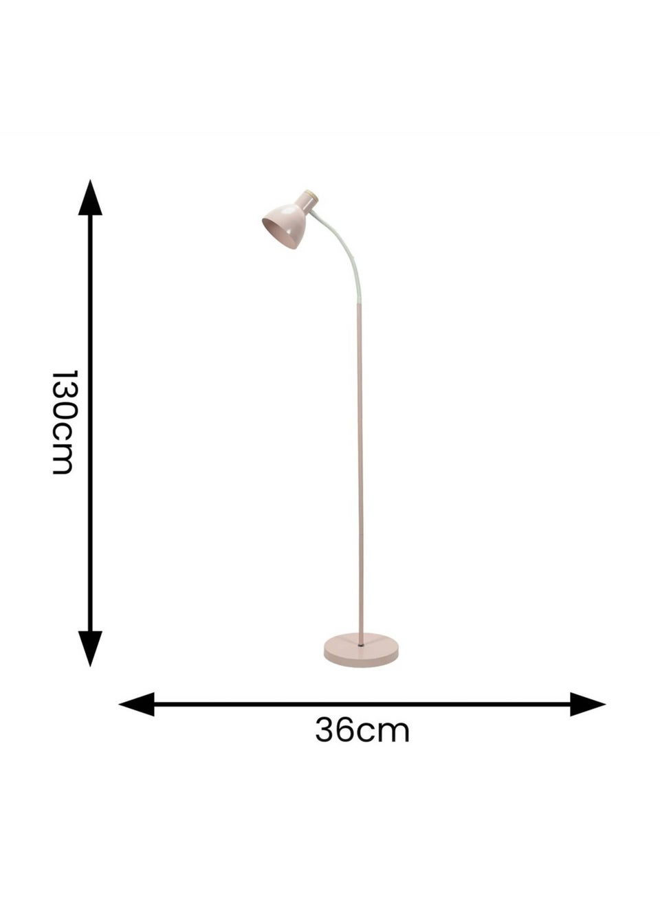 ValueLights Woody  Pink Floor Lamp with Pink Tapered Shade (130cm x 36cm x 22cm)