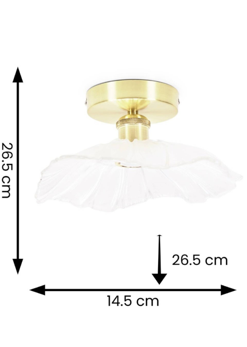 ValueLights Cassia  Gold Semi-Flush Light (26.5cm x 14.5cm x 26.5cm)