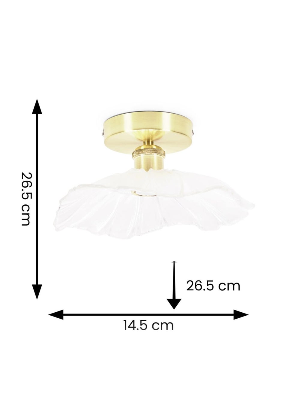 ValueLights Cassia  Gold Semi-Flush Light (26.5cm x 14.5cm x 26.5cm)