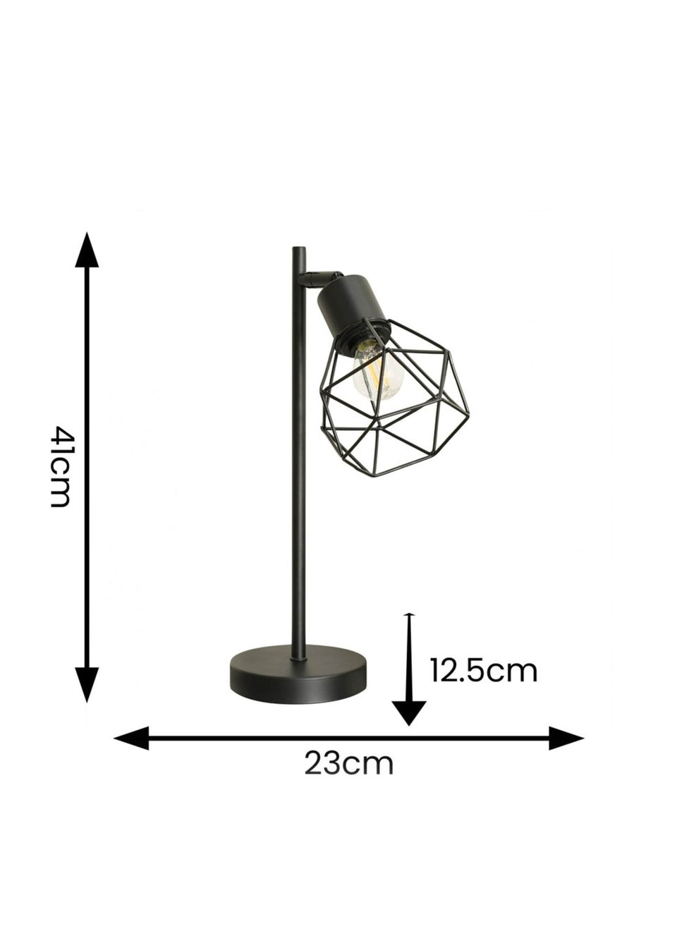 ValueLights Angus Matte Black Adjustable Table Lamp with Black  Shade (41cm x 12.5cm x 23cm)