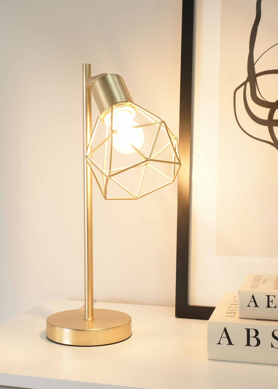 ValueLights Angus Brushed Gold Adjustable Table Lamp with Gold Shade (41cm x 12.5cm x 23cm)