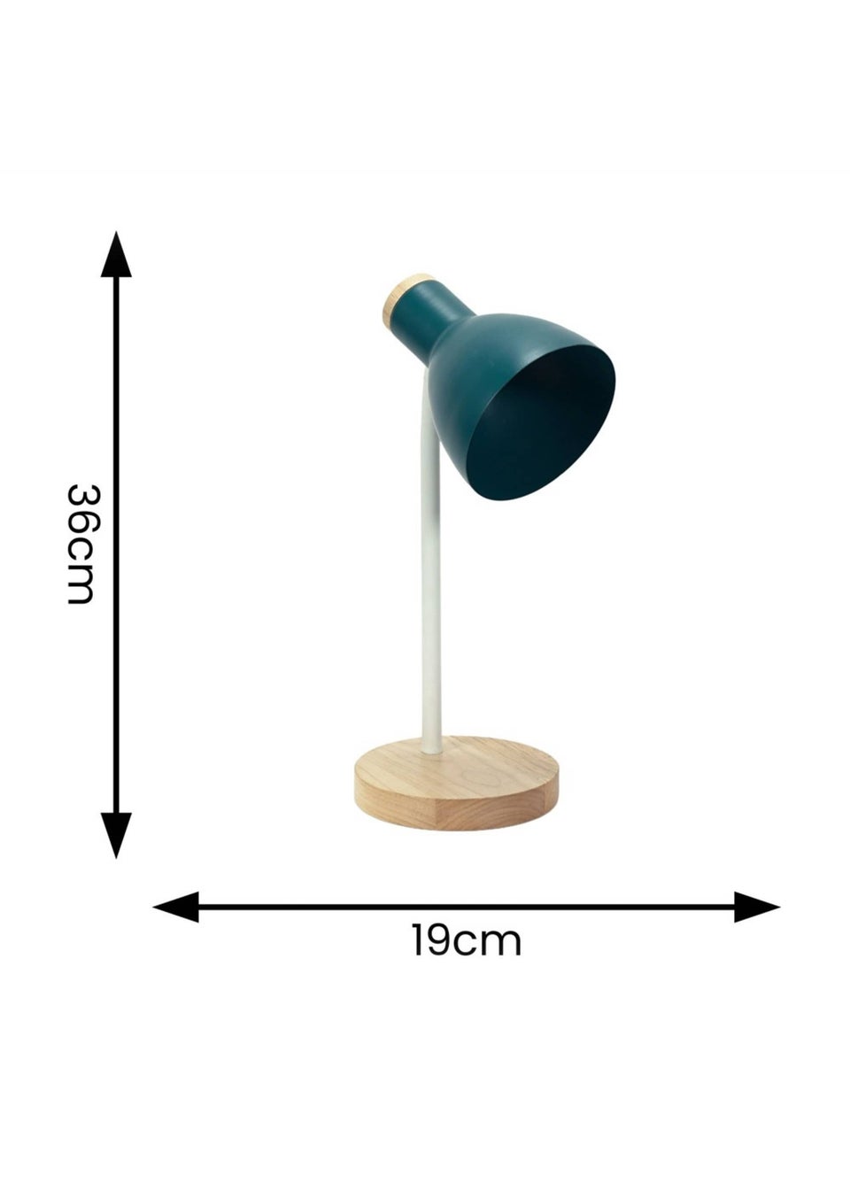 ValueLights Woody  Blue Table Lamp with Tapered Shade (36cm x 19cm x 14cm)