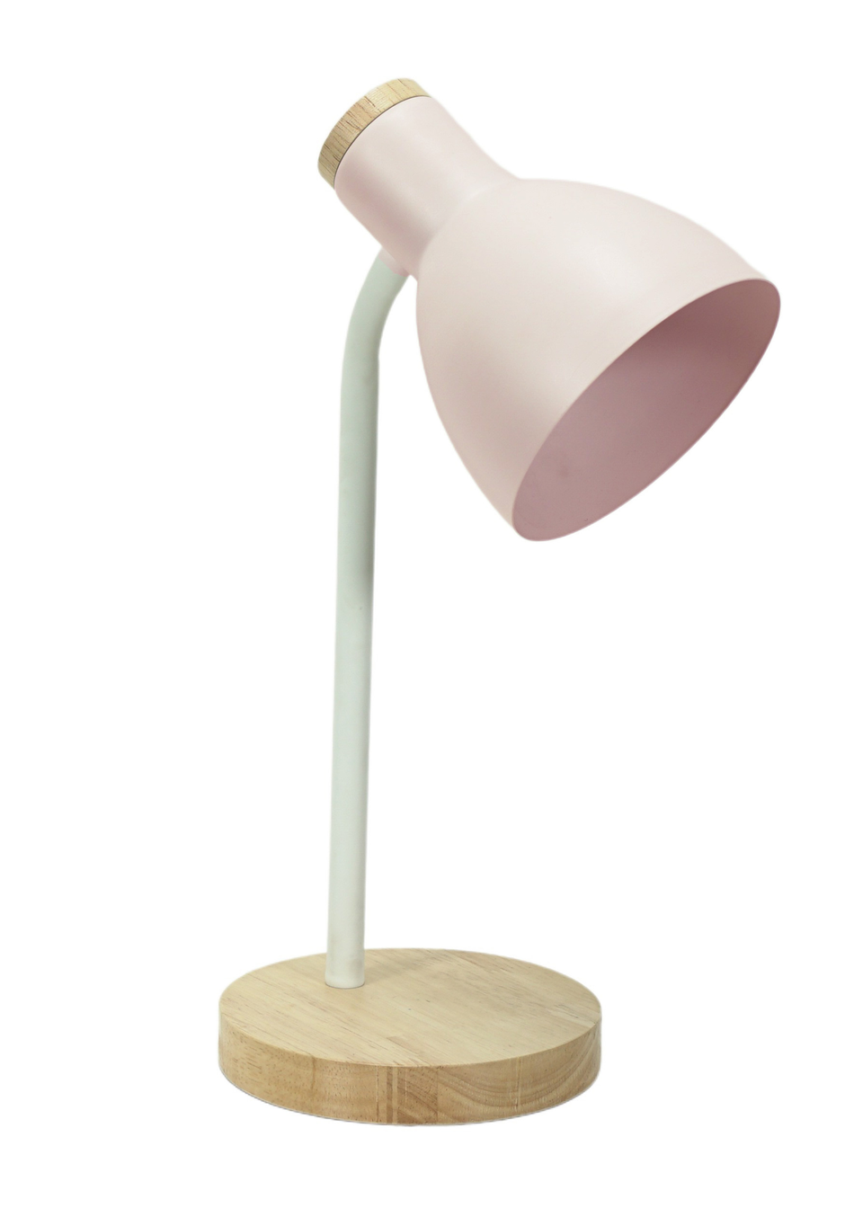 ValueLights Woody  Pink Table Lamp with Tapered Shade (36cm x 19cm x 14cm)