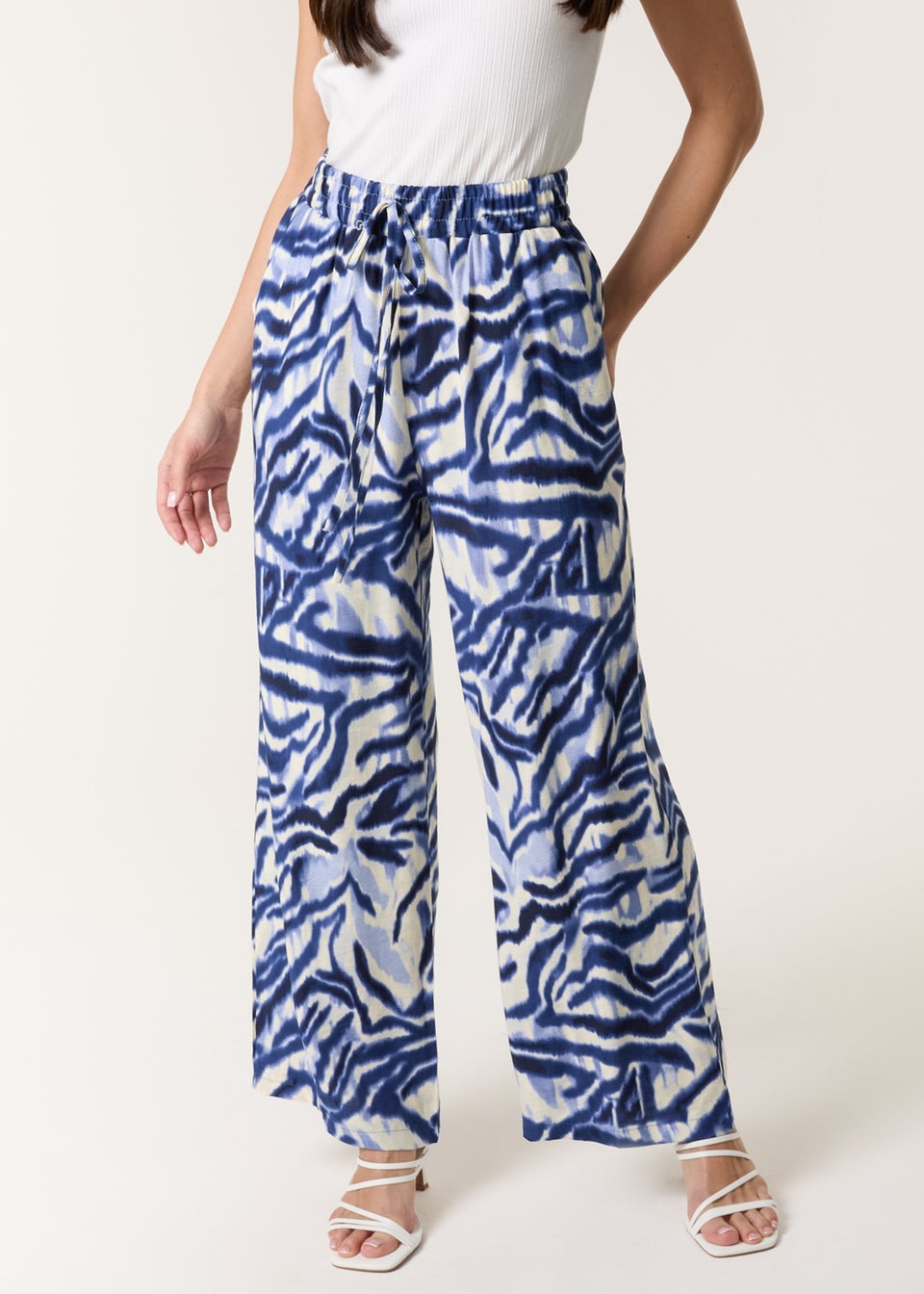 Blue Vanilla Blue Printed Elastic Trousers