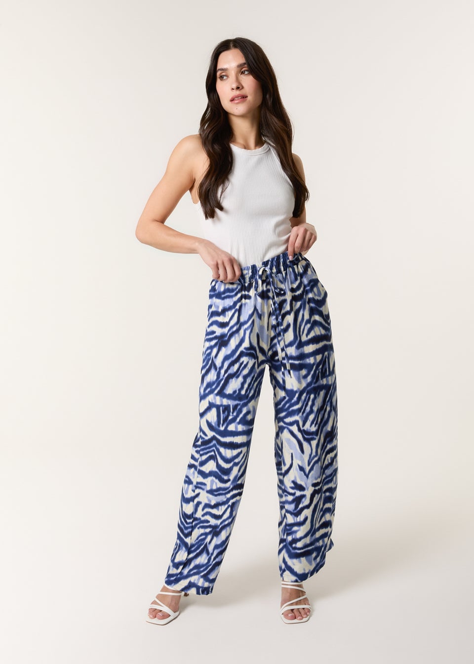 Blue Vanilla Blue Printed Elastic Trousers