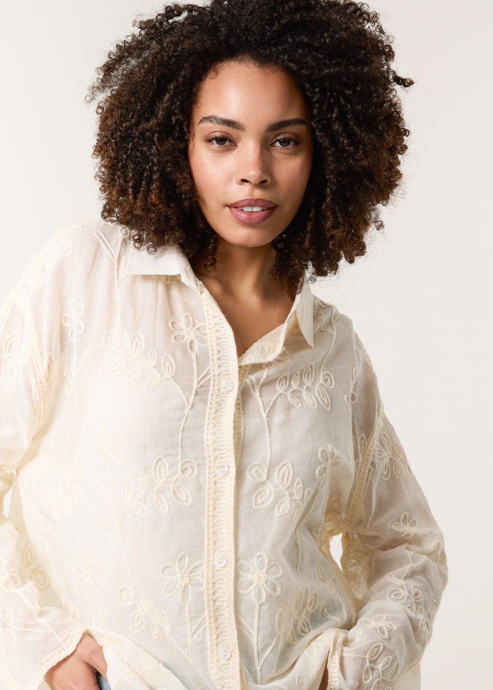 Blue Vanilla Stone Flower Print Shirt