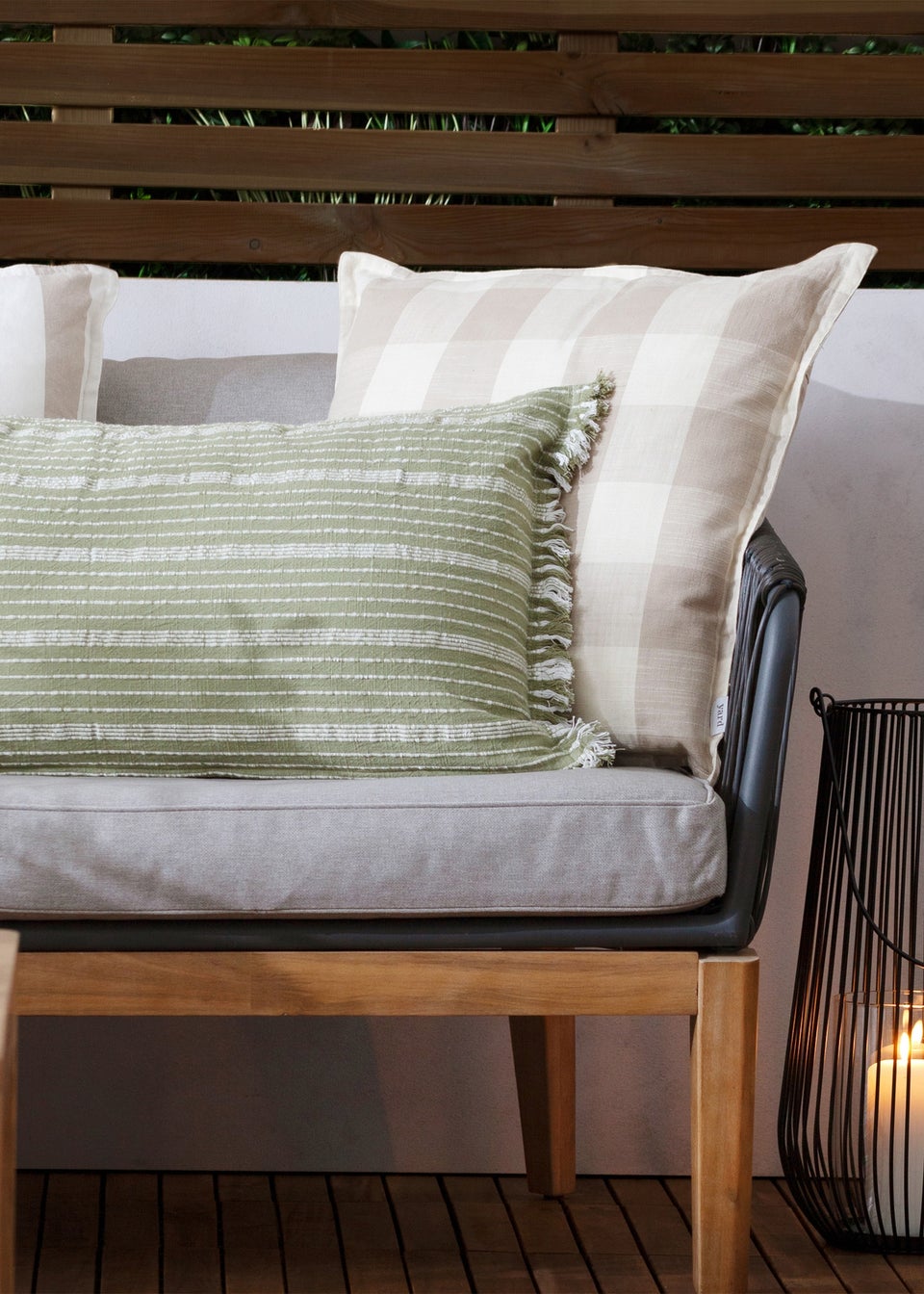 Yard Natural Chesil Check 100% Cotton Outdoor Outdoor Cushion