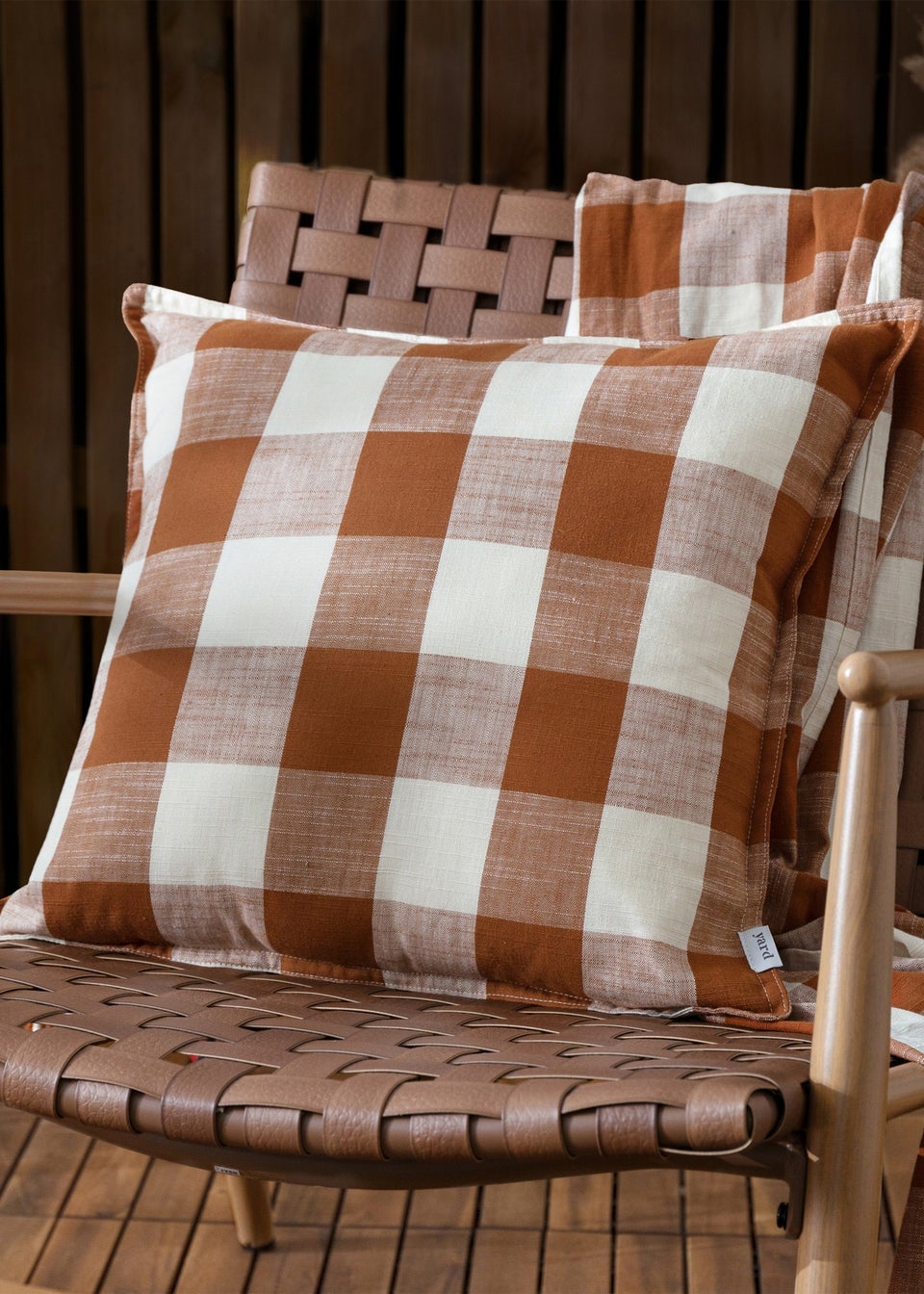 Yard Rust Chesil Check 100% Cotton Outdoor Outdoor Cushion