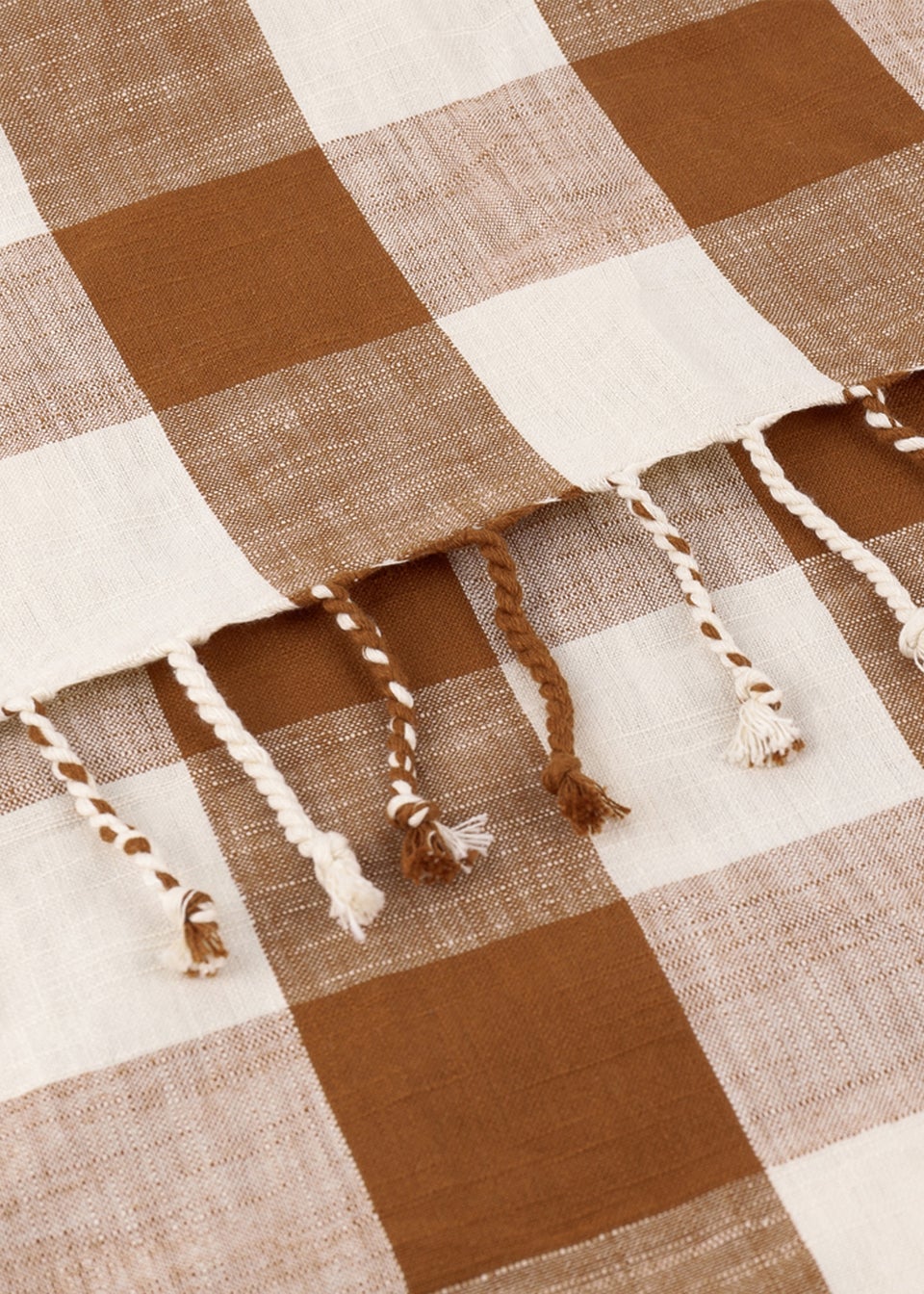 Yard Rust Chesil Check Tasselled 100% Cotton  Throw