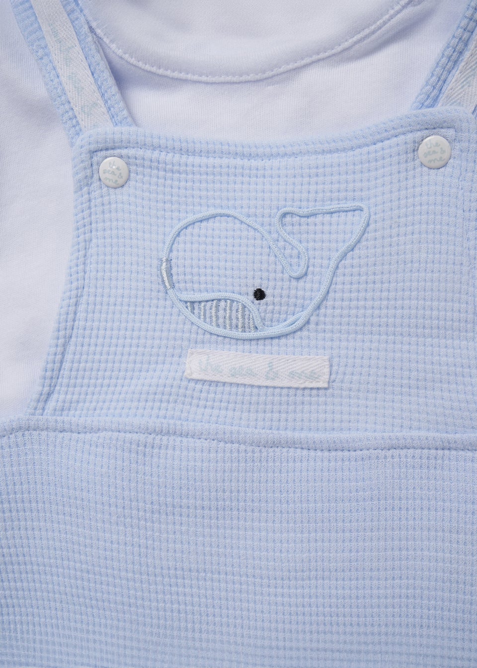 Rock a Bye Baby Waffle Dungarees & Printed T-Shirt Outfit Set (0-12 mnths)