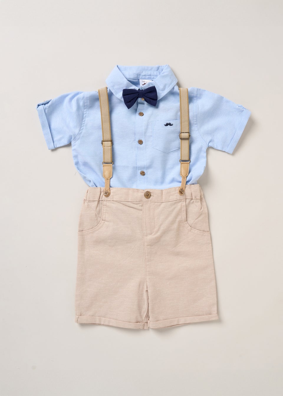 Little Gent Sand Shirt Shorts & Braces Outfit Set (2-7 yrs)