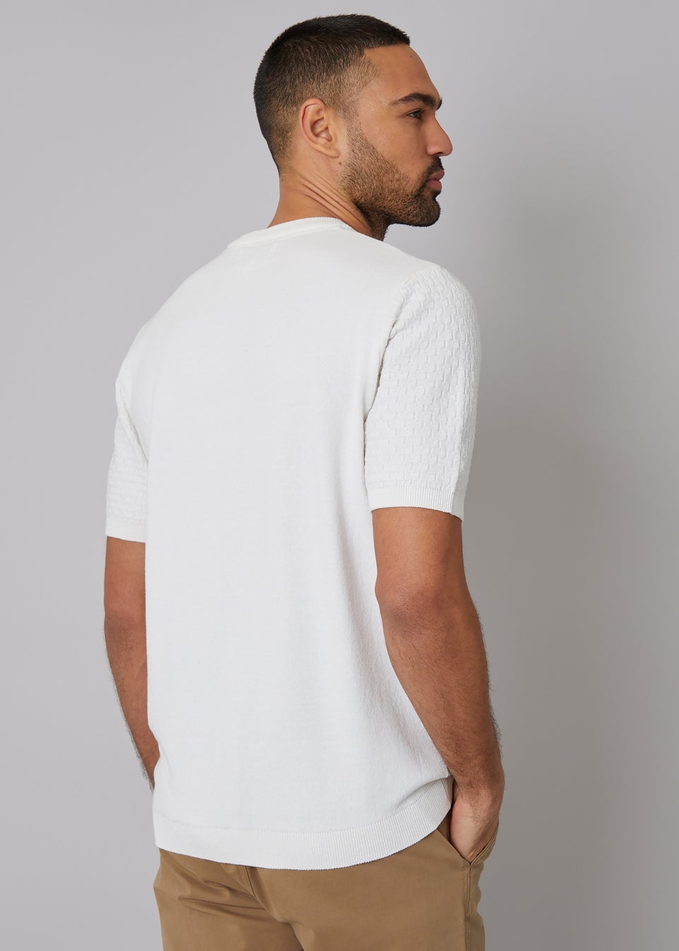 Threadbare Natural Textured Front Knitted T-Shirt